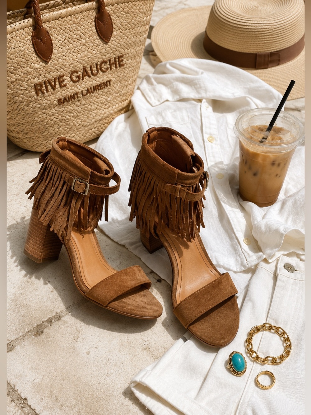 Dolce Vita Nancy Suede Fringe Block Heel Sandals Sz 8 Western Luxe Cowboy Carter
